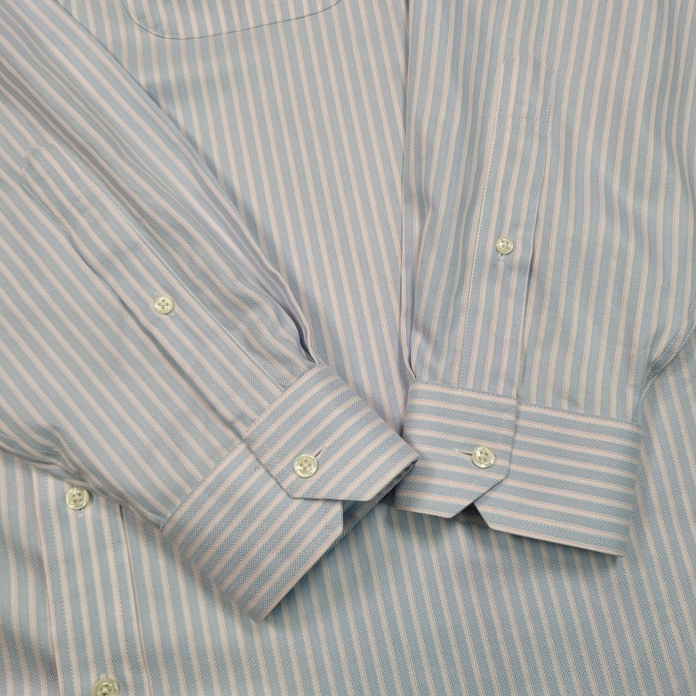 Jos A Bank Signature Collection Tailored Fit Dress Shirt 17.5 34 Blue Stripe - Picture 9 of 11